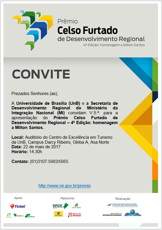 Prêmio Celso Furtado de Desenvolvimento Regional - 4ª Edição: homenagem a Milton Santos