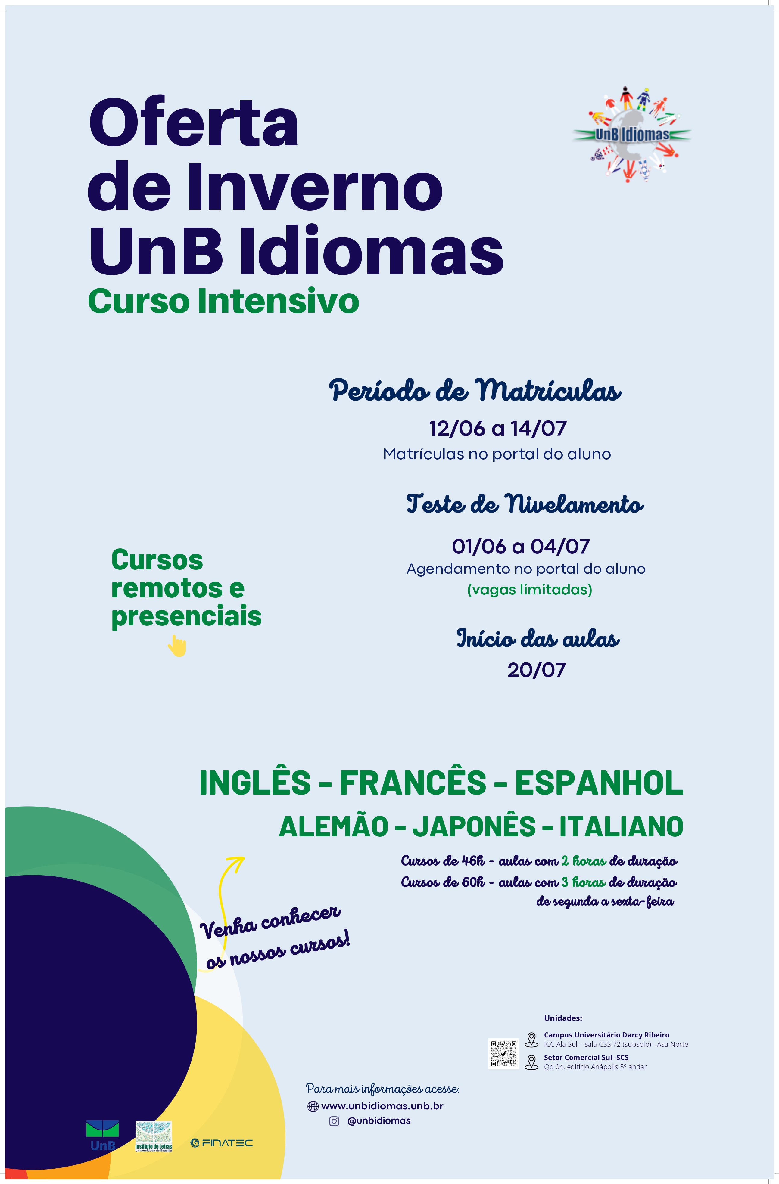 Matrículas Curso Intensivo UnB Idiomas