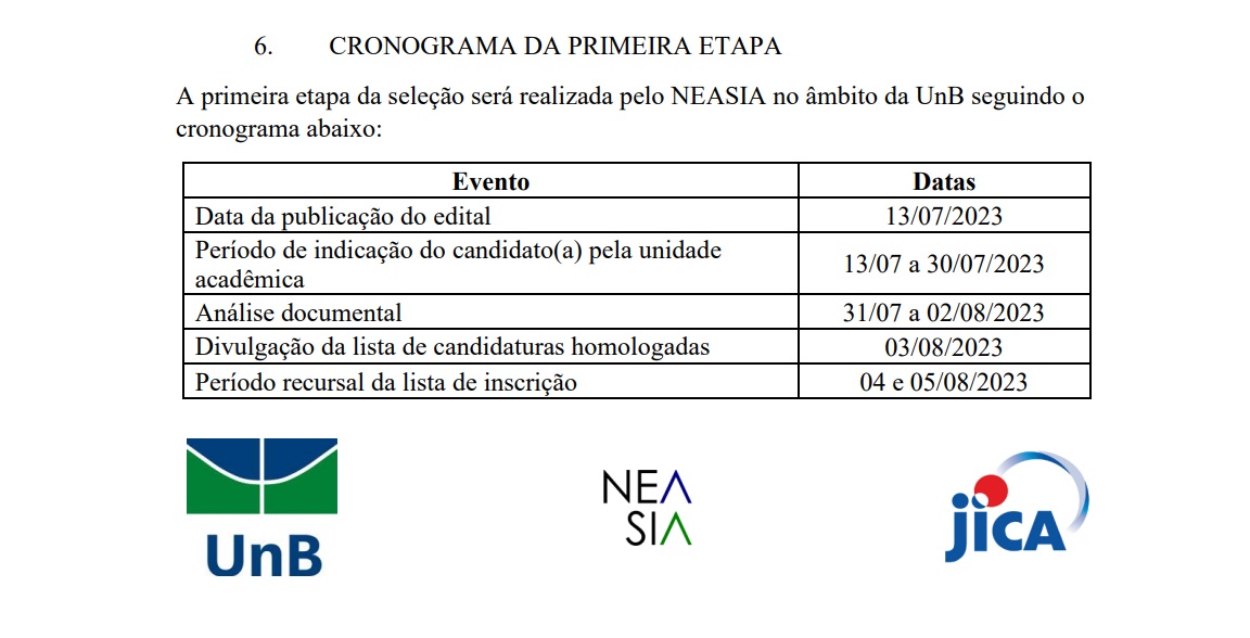 Bolsa de estudos para o Japão - Cátedra JICA/NEASIA-UnB