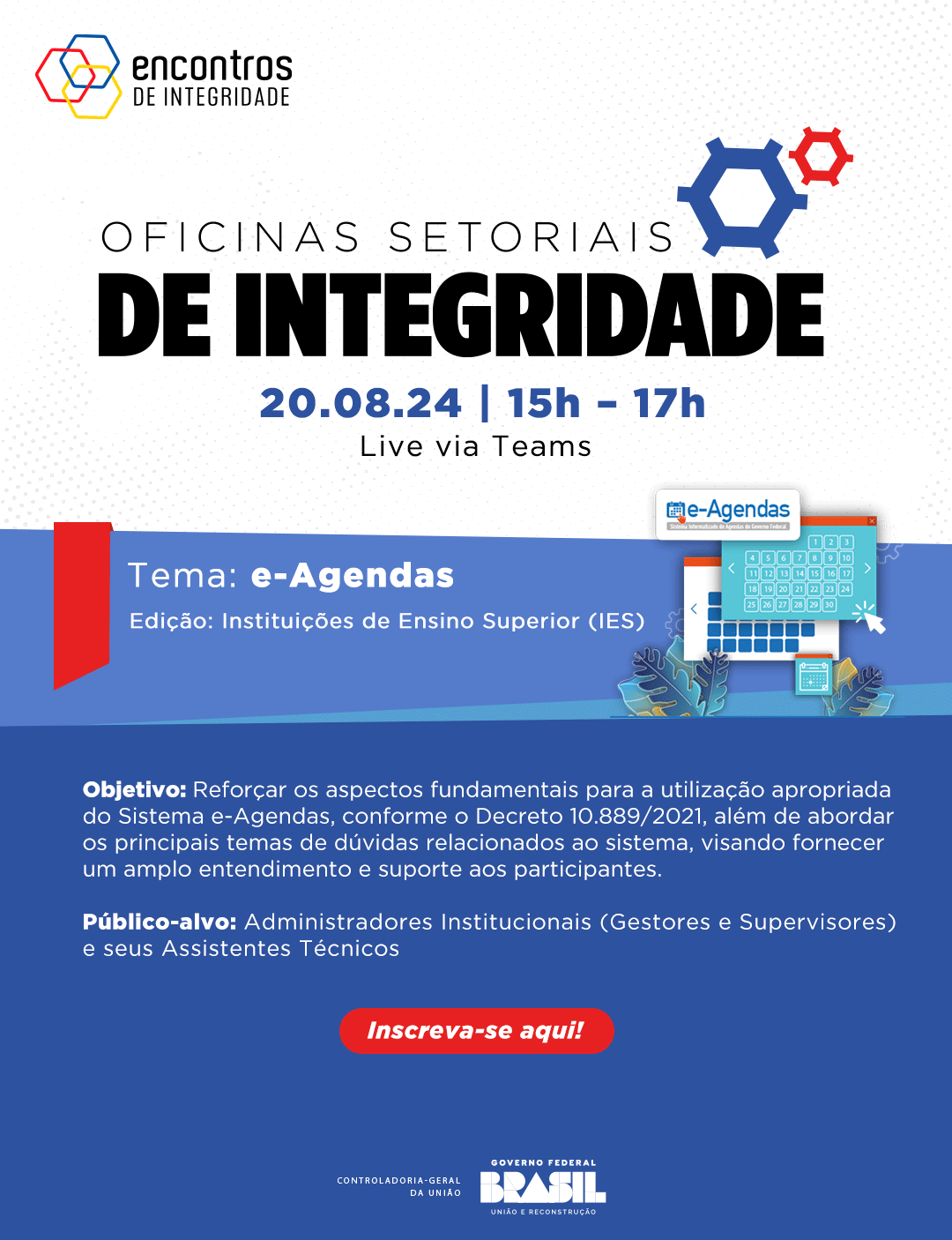 Oficinas Setoriais de Integridade do MEC com o tema e-agendas