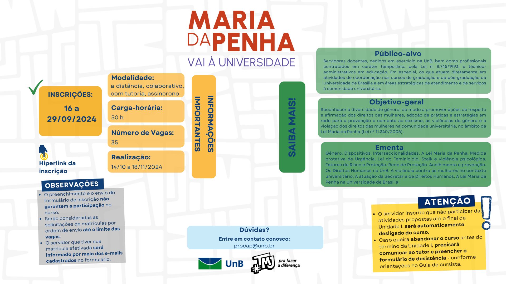 Curso para servidores | Maria da Penha vai à Universidade