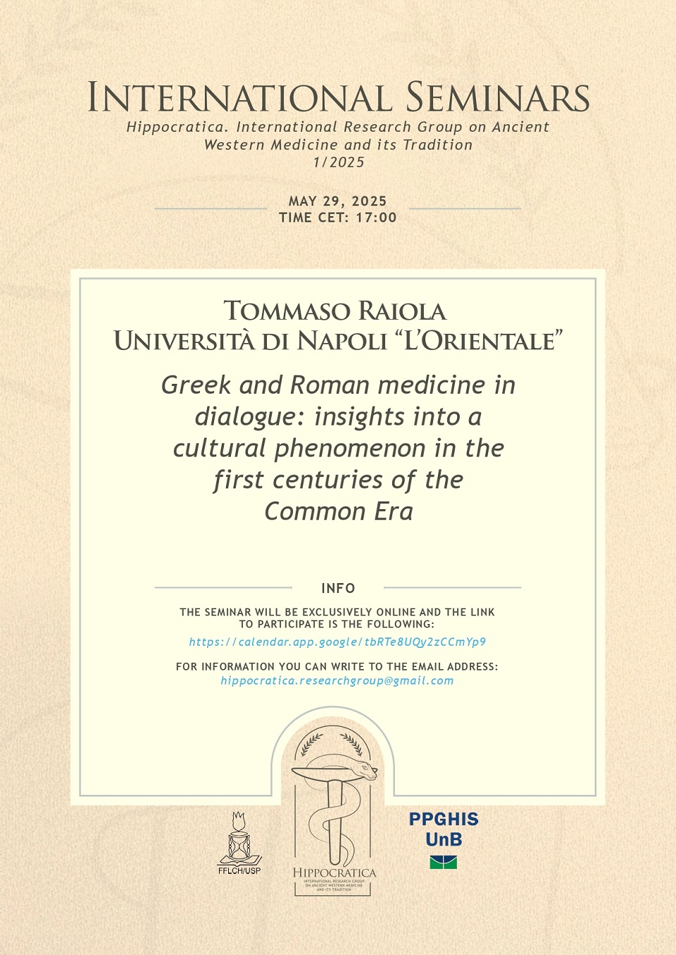 PPGHIS convida para o seminário on-line de Tommaso Raiola