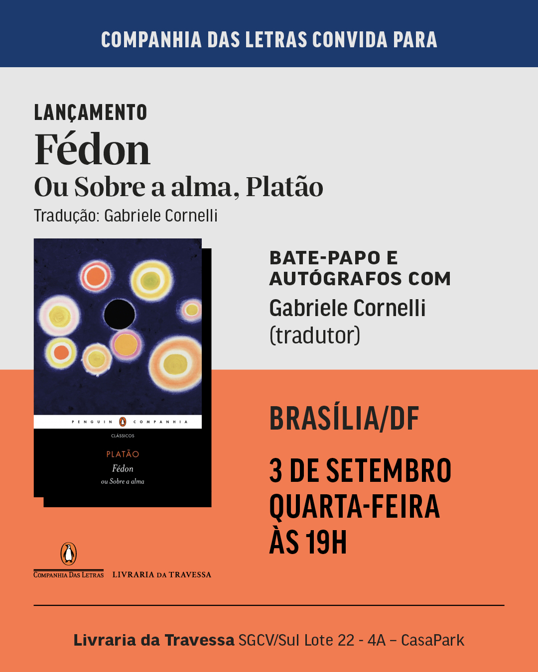 Lançamento | Livro Fédon ou Sobre a Alma, com tradução de Gabriele Cornelli