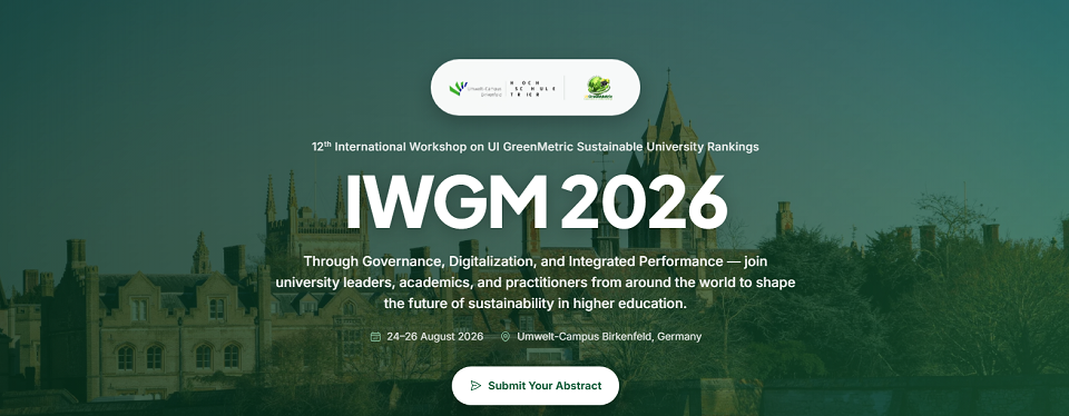 Submissão de trabalhos | 12th International Workshop on UI GreenMetric Sustainable University Rankings (IWGM 2026)