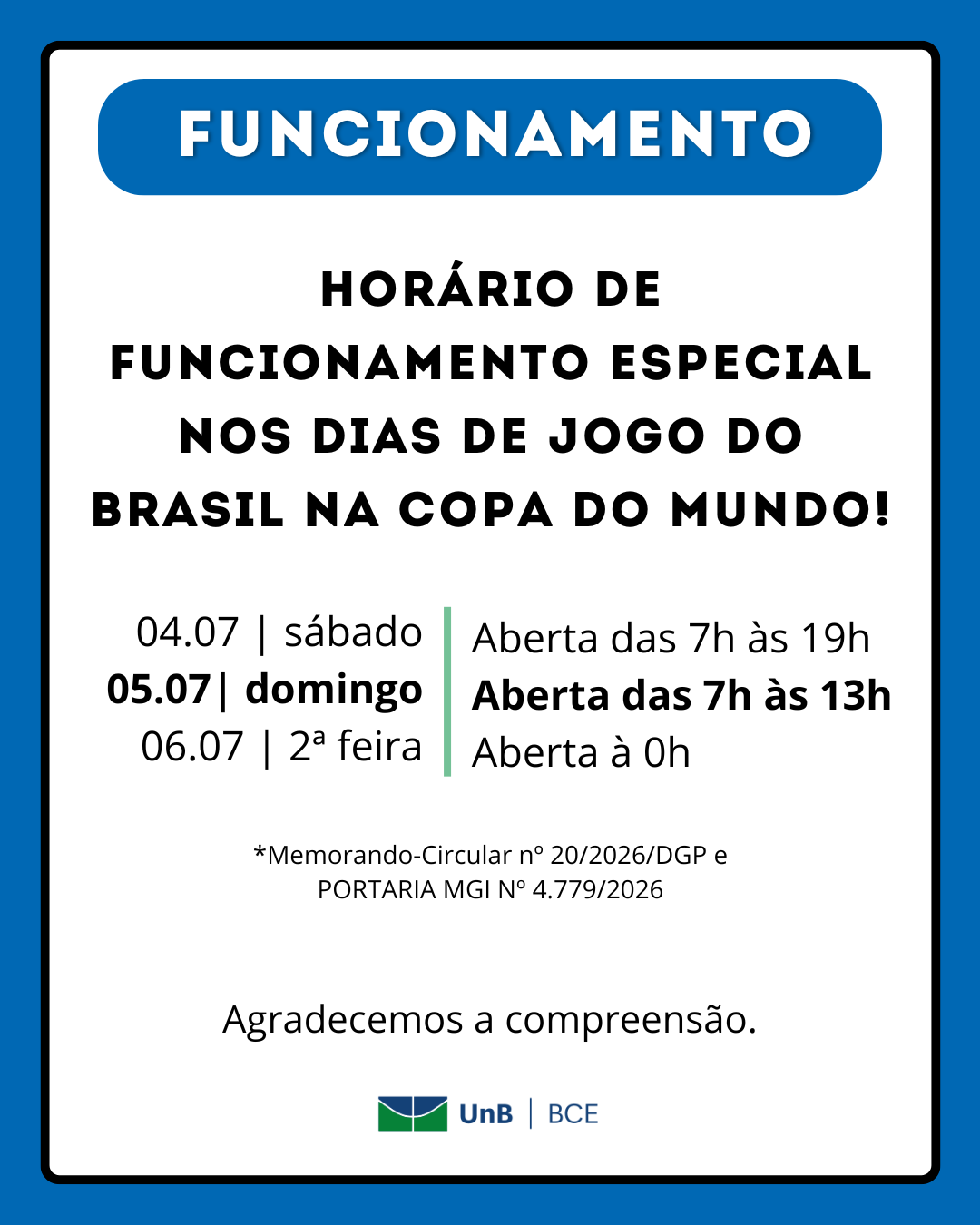 Funcionamento da BCE durante o jogo Brasil X Noruega