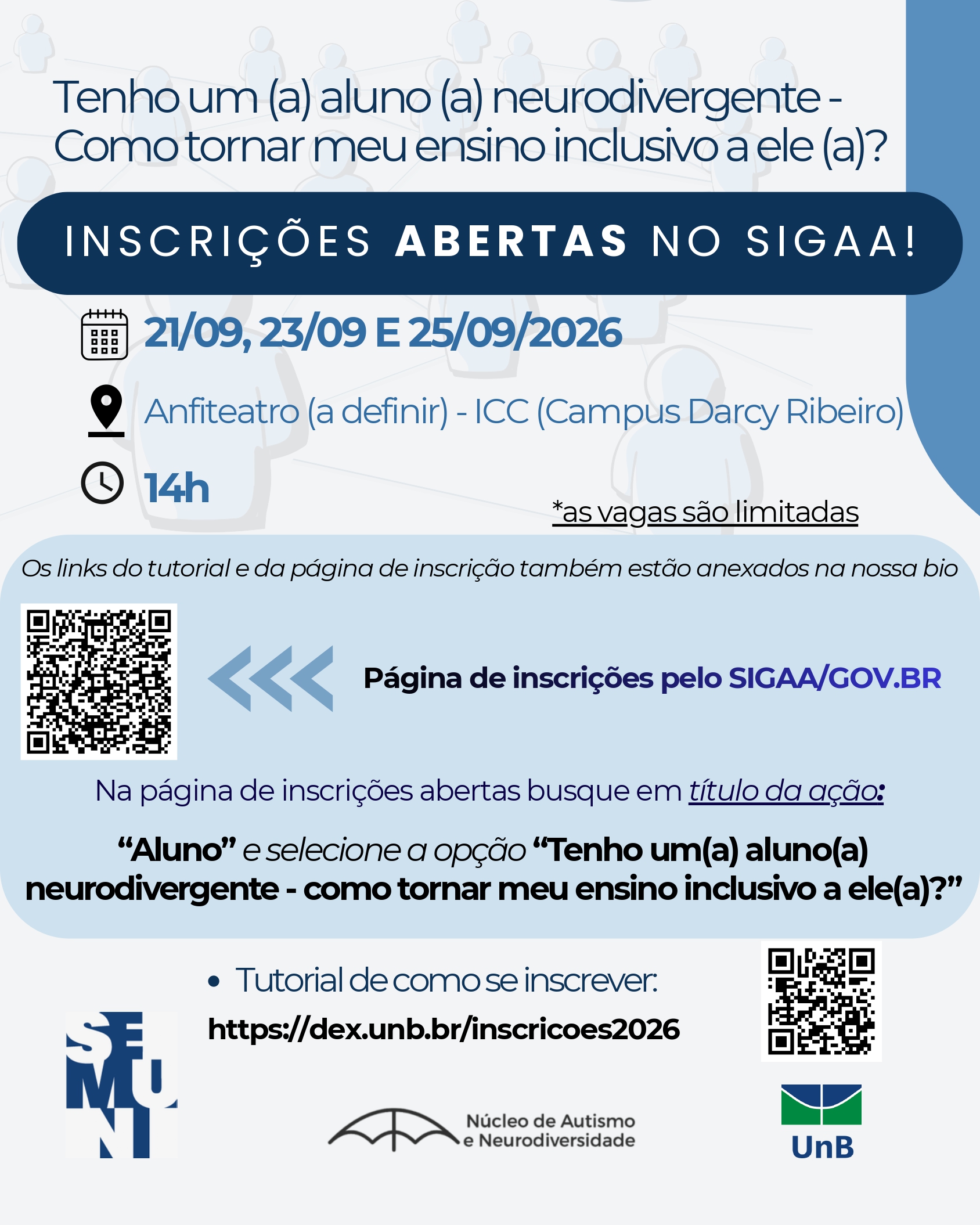 Semuni 2026 | Oficina • Tenho um (a) aluno (a) neurodivergente