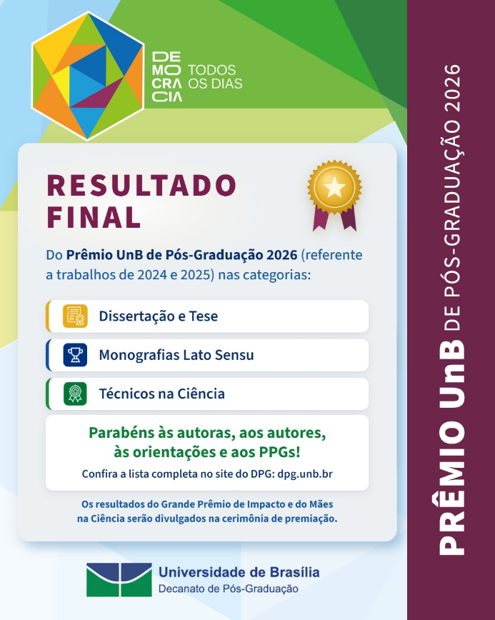 DPG divulga resultado final do Prêmio UnB de Pós-Graduação 2026