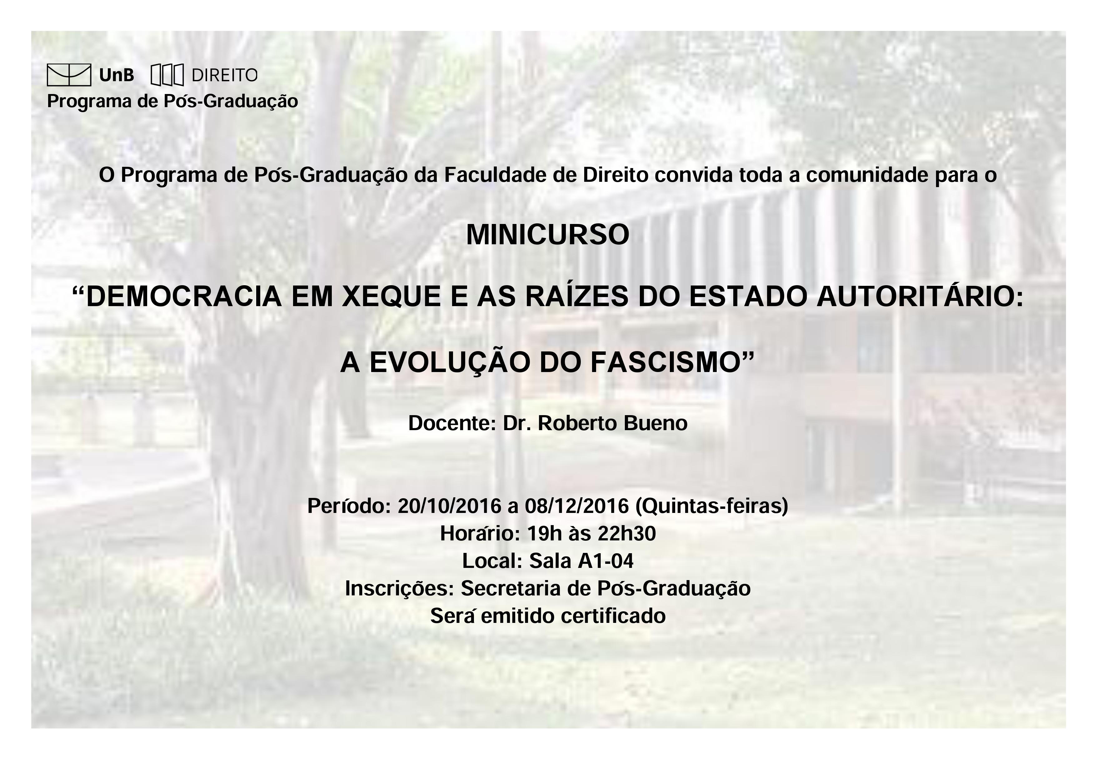 Minicurso: "Democracia em xeque e as raízes do Estado democrático"