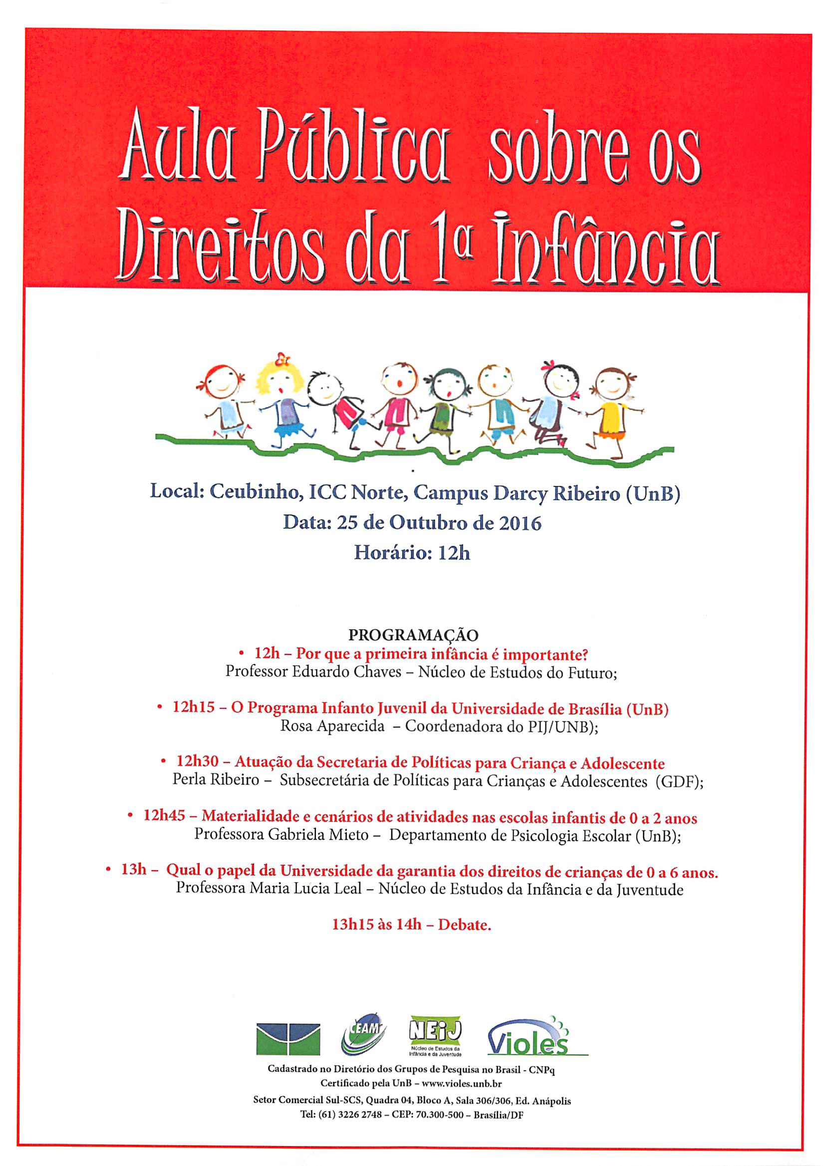 Aula pública sobre direitos da 1ª Infância